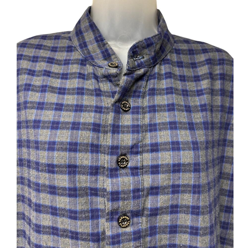 Vermont Flannel Co. Size Medium Henley Pajama Top Purple Gray Plaid Shirt Unisex - Picture 2 of 5